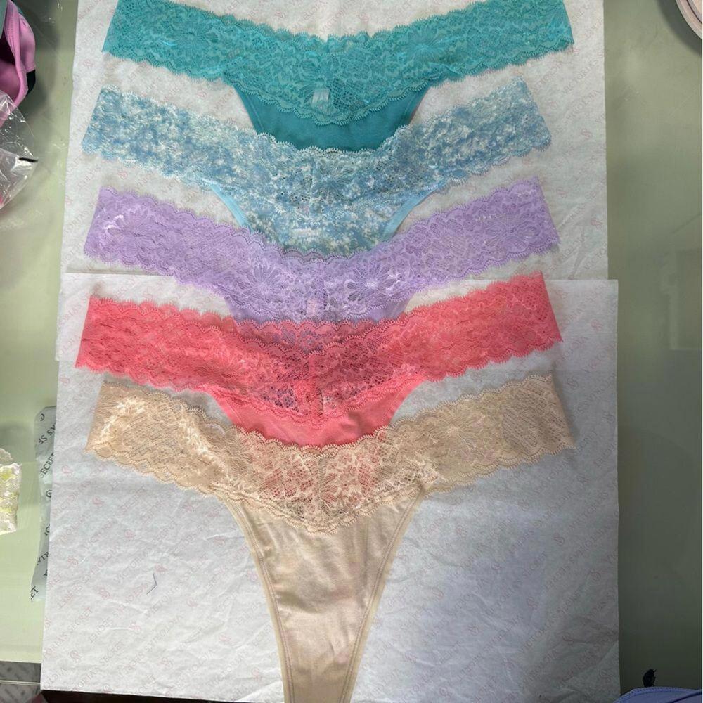 Victoria Secret Lace-Wasit Cotton Thong Panty Set